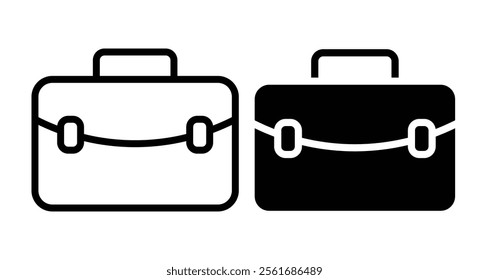 Briefcase Icons set in solid and thin line style