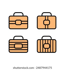 Conjunto de iconos del maletín. Conjunto de colecciones de íconos de maleta con varias Formas. Diseño de elemento de icono de maletín marrón