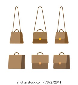 Briefcase icons set. Vector cartoon flat style illustration isolated on white.