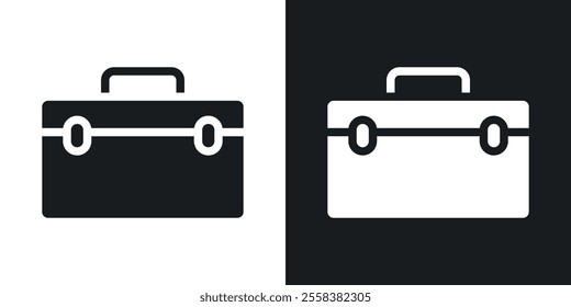 Briefcase icons in solid black and white colors