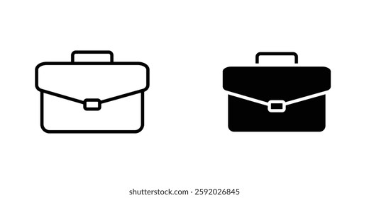 Briefcase icons. stroke line and black solid icons