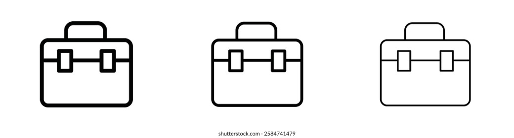 Briefcase icons in three different stroke lines