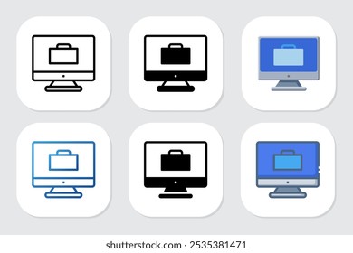 Iconos del maletín con diversos estilos del diseño