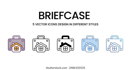 Briefcase icons vector set stock illustration.