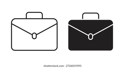 Símbolo de Vector de iconos de maletín con trazo editable y versiones planas