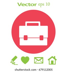 Briefcase illustration. Flat vector icon.