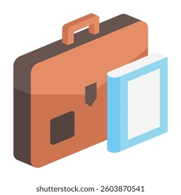Briefcase isometric 3D icon, mini illustration. use for modern concept, print, UI, UX kit, web and app development. Vector EPS 10, related to learning and education, science