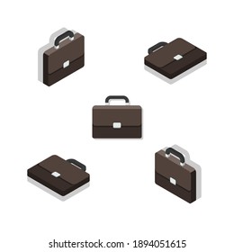 Briefcase Isometric and Flat Shadow. icon vector. Flat style vector illustration.