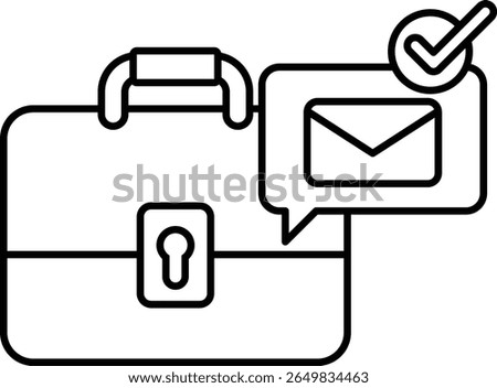 A briefcase with a key and a check mark on it. The briefcase is open and has a letter inside