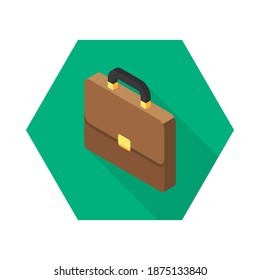 Briefcase left view icon vector isometric. Flat style vector illustration.
