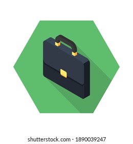 Briefcase left view icon vector isometric. Flat style vector illustration.