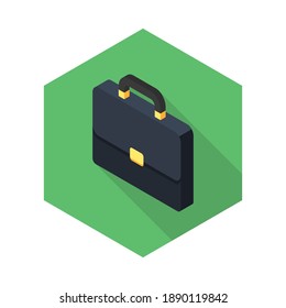 Briefcase left view icon vector isometric. Flat style vector illustration.