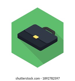 Briefcase left view icon vector isometric. Flat style vector illustration.