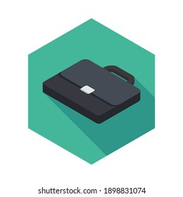 Briefcase left view icon vector isometric. Flat style vector illustration.