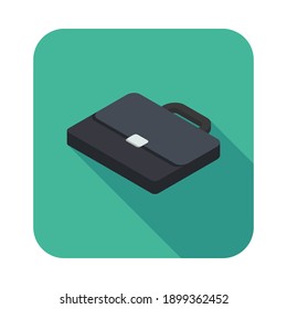 Briefcase left view icon vector isometric. Flat style vector illustration.