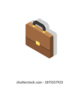 Briefcase left view Shadow icon vector isometric. Flat style vector illustration.