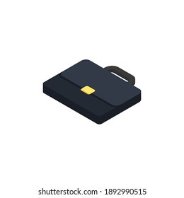 Briefcase left view White Background icon vector isometric. Flat style vector illustration.