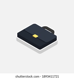 Briefcase left view White Stroke and Shadow icon vector isometric. Flat style vector illustration.