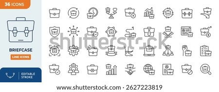 Briefcase line editable icon set. Editable stroke. Vector illustration	
