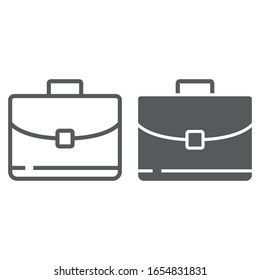 Briefcase line and glyph icon, business and bag, office bag sign, vector graphics, a linear pattern on a white background, eps 10