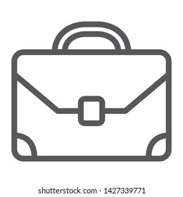 Briefcase line icon, baggage and bag, portfolio sign, vector graphics, a linear pattern on a white background, eps 10.