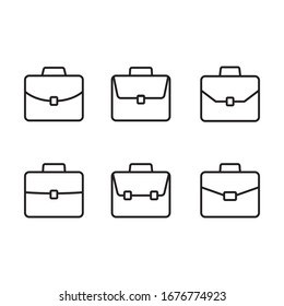 Briefkasten-Zeilensymbol, lineares Piktogramm einzeln auf Weiß. Koffer, Portfolio-Symbol.