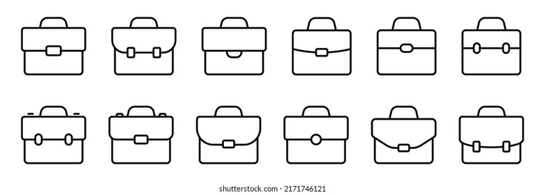 Briefcase line icon, linear style pictogram isolated on white. Suitcase, portfolio symbol.