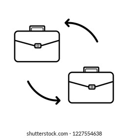  Briefcase line icon, outline vector sign, linear style pictogram isolated on white. Suitcase, logo illustration. Editable stroke Suitcase  briefcase bag with exchange arrows simple solid ico