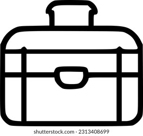Briefkasten-Zeilensymbol, Umriss-Vektorzeichen, Lineares-Art-Piktogramm einzeln auf Weiß. Tasche, Portfoliosymbol, Logo-Illustration. Bearbeitbarer Hub
