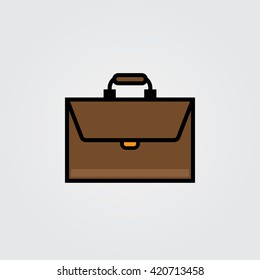 briefcase line icon, outline vector logo illustration, filled color linear pictogram isolated on white