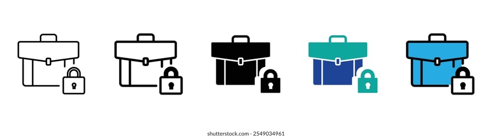 ícone da linha do porta-arquivos. Porta-arquivos com cadeado. material vetorial.