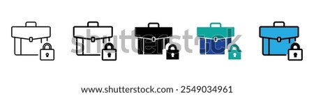 briefcase line icon. Briefcase With padlock. vector stock.