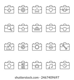 Briefcase Line Icon Set. Perfect for design, infographics, web sites, apps