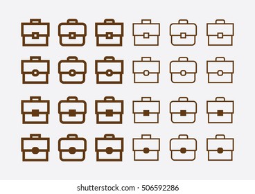 Briefcase line icons collection