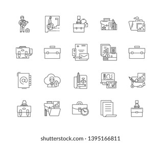 Briefcase line icons, signs, vector set, outline illustration concept 