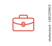 Briefcase Line Red Icon On White Background. Red Flat Style Vector Illustration.