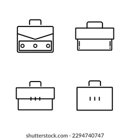 Briefcase Lineal Icon Symbol Vector. Black Outline Briefcase Icon
