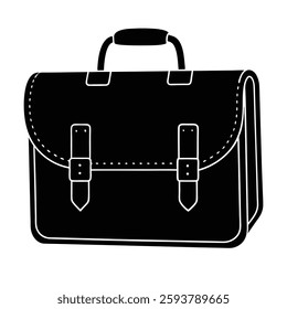 briefcase linocut bag icon on white background.