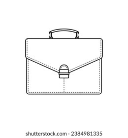 Maletín con el icono de la línea de bloqueo aislado en el fondo blanco. Ilustración vectorial.