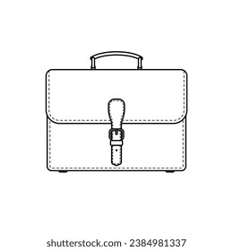 Briefcase with lock line icon isolated on white background. Vector illustration.