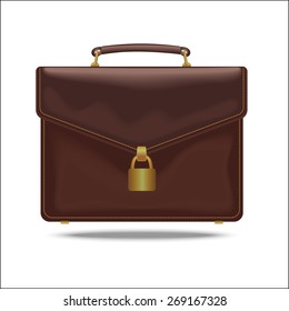 Briefcase  with lock. Vector illustration for web design, signs, icons and stickers