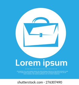 Briefcase Logo Blue Flat Icon Brief Case Vector Illustration