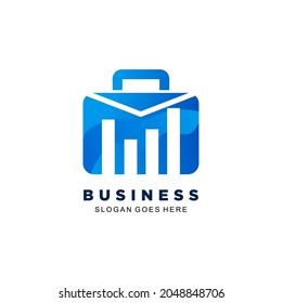 briefcase logo and business graphic. business graphic vector illustration in a bag. negative space concept