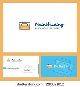 Briefcase Logo design with Tagline & Front and Back Busienss Card Template. Vector Creative Design