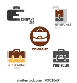 Briefcase logos collection of illustrations on white background