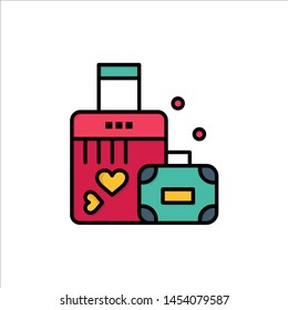 Briefcase, Love, Heart, Wedding  Flat Color Icon. Vector icon banner Template