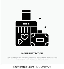 Briefcase, Love, Heart, Wedding solid Glyph Icon vector. Vector Icon Template background