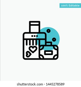 Briefcase, Love, Heart, Wedding turquoise highlight circle point Vector icon