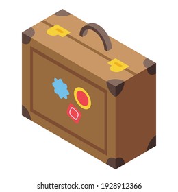 Icono de maletas de maletas de maleta corta. Isométrico icono del vector del maletero de maleta para el diseño web aislado en fondo blanco