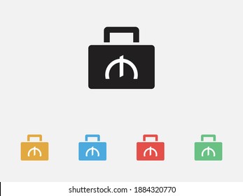 Briefcase with Manat icon. Filled vector icon. Vector illustration icon. Money in suitcase flat icon. Set of colorful flat design icons